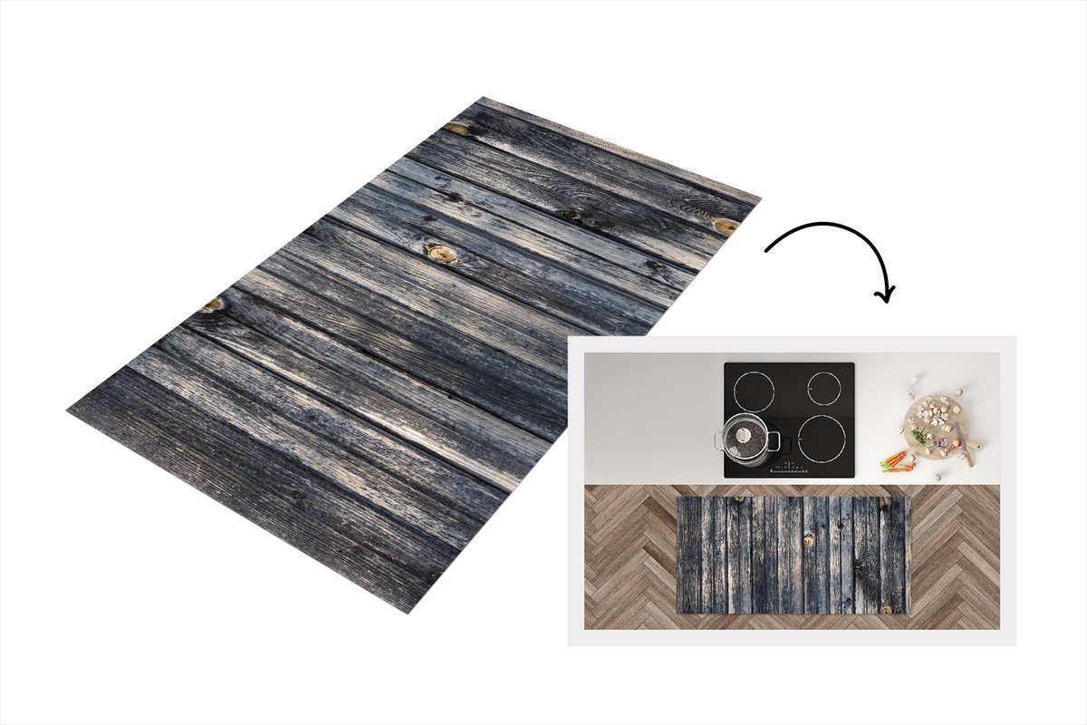 KitchenYeah Keukenloper 120x60 cm - Keukenmat vinyl Achtergrond met een planken structuur - Keukenmatten loper - Keuken vloerkleed tapijt Hout - Assig