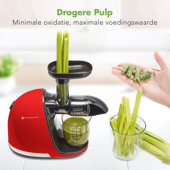 KitchenBrothers Slowjuicer - Juicer - Groenten en Fruitpers - 700ml - Met Pulpreservoir - Juice Maker - Rood van KitchenBrothers — afbeelding 4