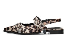 POSH by Poelman Dames JULIA Slingbacks - Bruin Met Dierenprint