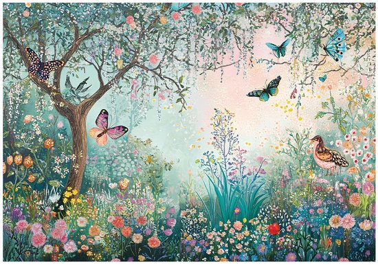 WALLARENA - Fotobehang - 150x105 cm - Fototapete voor kinderen met een betoverende tuin en bloemen van vliesbehang