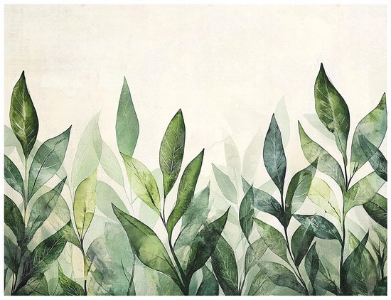 WALLARENA - Fotobehang - 350x250 cm - groene bladeren natuur vliesbehang slaapkamer woonkamer