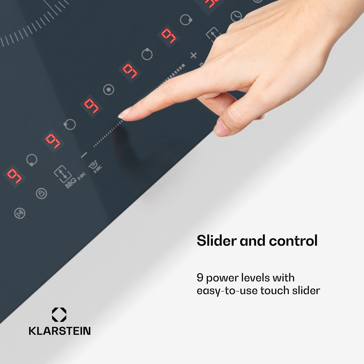 Klarstein Delicatessa 90 Flex Inductiekookplaat – 5 Zones, 9500 W met Thermoboost, Flexzone, SenseControl, Timer & Kinderbeveiliging, Glaskeramiek Antraciet, 90 cm