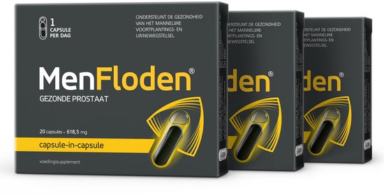 MenFloden – innovatie voor gezonde prostaat. Krachtige vloeibare formule met driedubbele werking. Cucurbita pepo, Serenoa repens, Flowens®. 1 caps./dag. Getest in een laboratorium. - 20 Capsules