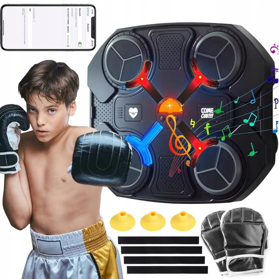 Kinder Smart Muziekboksmachine - USB-oplaadfunctie - 500 mAh - 3 snelheden - Muurbevestiging - Bluetooth-verbinding - Slimme interactie - Wordt geleverd met kinderhandschoenen met halve vingers