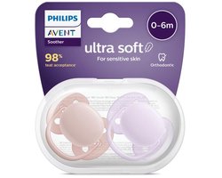 Philips Avent Soother Soft - 0-6 Maanden - - Zalm en Lila
