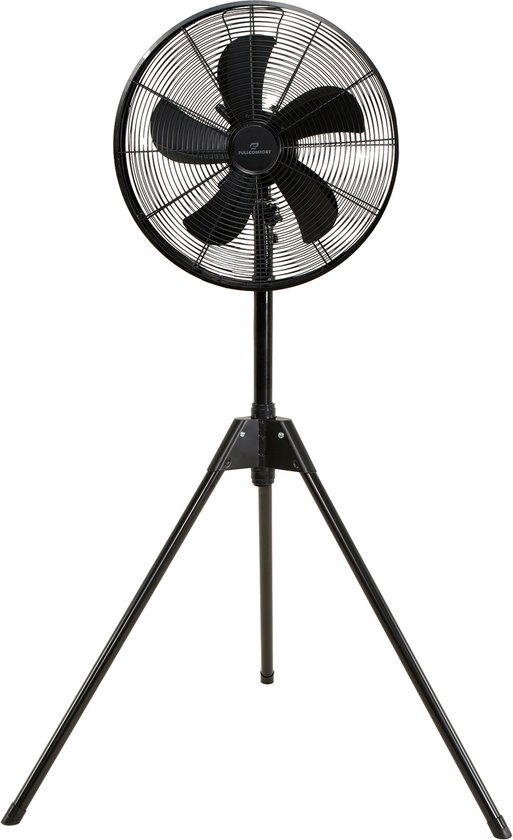 A-Flow Tripod staande ventilator zwart, 3 poot statief, kantelbaar, telescopisch, 3 snelheden, oscillatie, energiezuinig