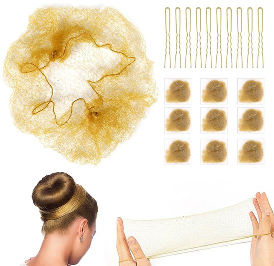 iTYOOS 4 Stuks Onzichtbare Haar Netten, Nylon Haarnet, Onzichtbaar Haarnetjes, Haarnetje, Haarnetten Blond, Haarnetten Dans, Elastisch Haarnet, Voor Balletdans, Dansen, Chef, Verpleegkundige