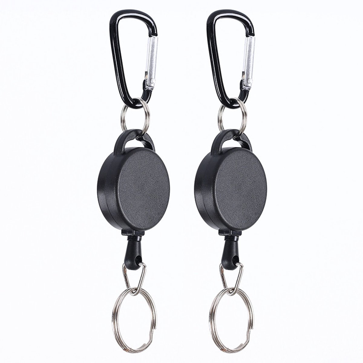 Uitschuifbare sleutelhanger met karabijnhaak, 2-pack