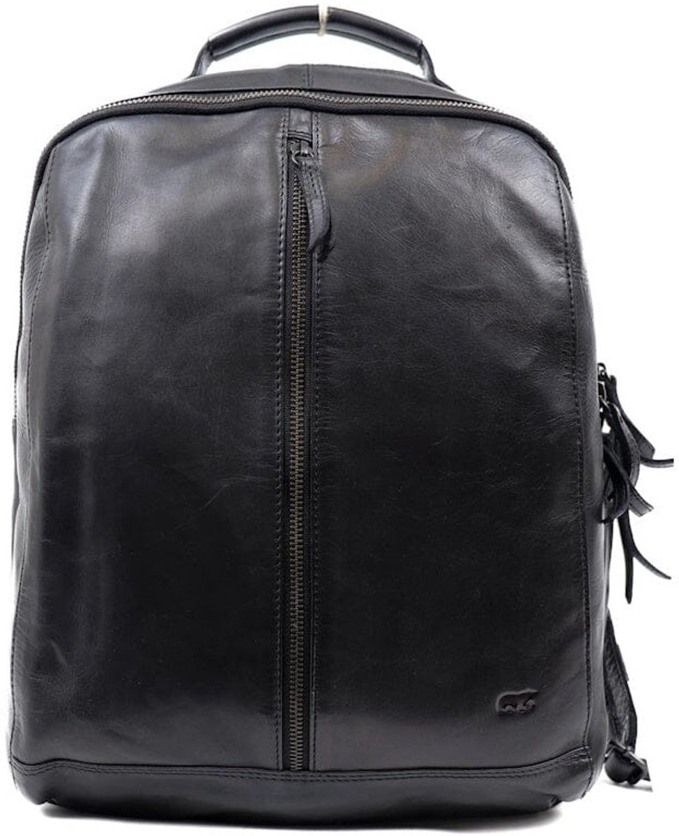 Bear Design Kae Leren Laptoprugzak - 15,6 inch - Zwart