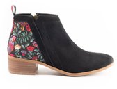 Inkkas, Rooster, Dames, Enkellaars, Suede, Natuurprint, Rubberzool, Maat 42