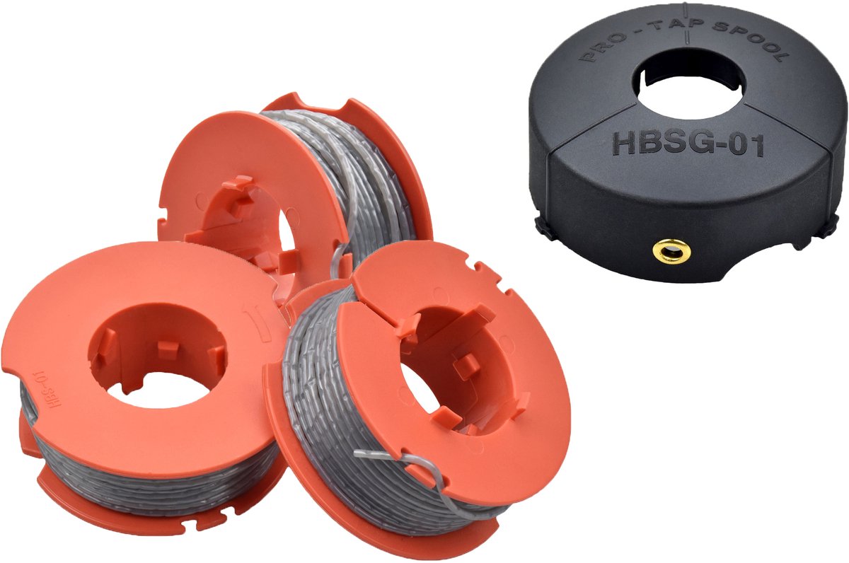 4x F016800175 Draadspoel grastrimmer - Geschikt voor Bosch Art 23 26 30 Easytrim en Combitrim, Pro-Tap automatische spoel Zacht koord, 8M x 1,6 mm - Geschikt Geschikt voor hoes F016L71088 (3 spoelen + 1 hoes)