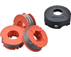 4x F016800175 Draadspoel grastrimmer – Geschikt voor Bosch Art 23 26 30 Easytrim en Combitrim, Pro-Tap automatische spoel Zacht koord, 8M x 1,6 mm – Geschikt Geschikt voor hoes F016L71088 (3 spoelen + 1 hoes)