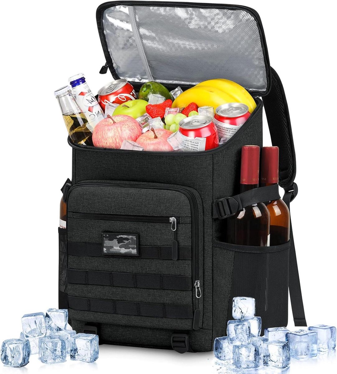 Geïsoleerde Koelrugzak 30L Waterdicht Lekvrij - Grote Capaciteit - Tactische Thermische Picknickrugzak - Lichtgewicht - Voor Buitenwerk Camping Strand Wandelen - Zwart