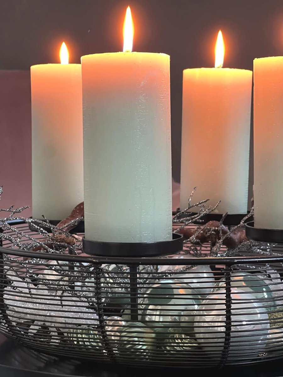 Adventskrans 36,5 cm - Zwart Metalen Kerstdecoratie met Kaarsenhouder – foto 2