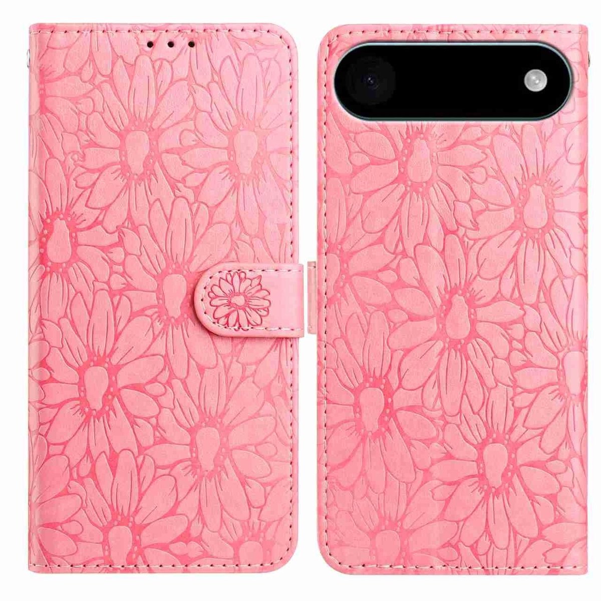 Mobigear Telefoonhoesje geschikt voor Apple iPhone Air Hoesje | Mobigear Flowers Bookcase Portemonnee | Pasjeshouder voor 3 Pasjes | Telefoonhoesje voor Pinpas / OV Kaart / Rijbewijs - Roze