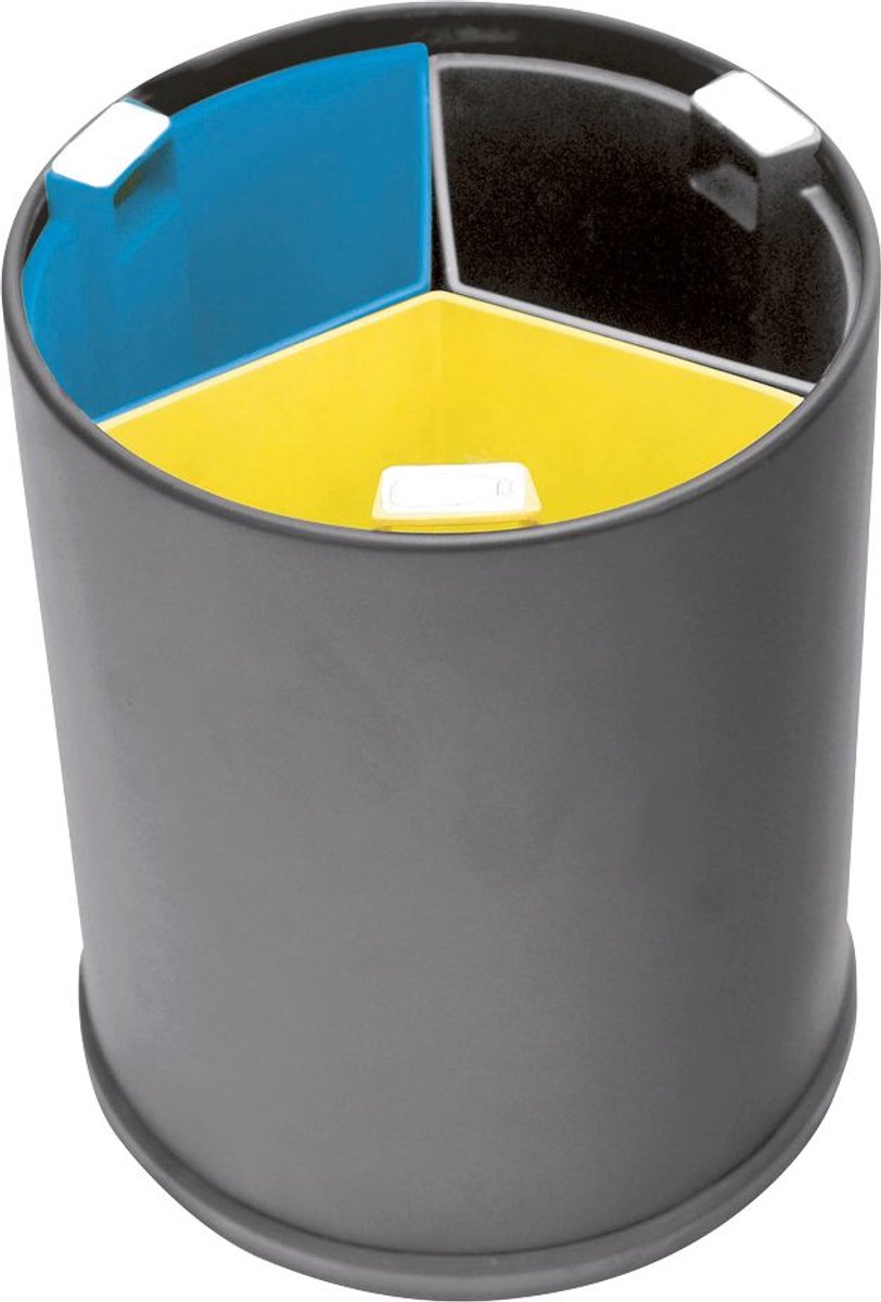 Prullenbak, voor afvalscheiding op tafel, 3 binnenemmers, zwart