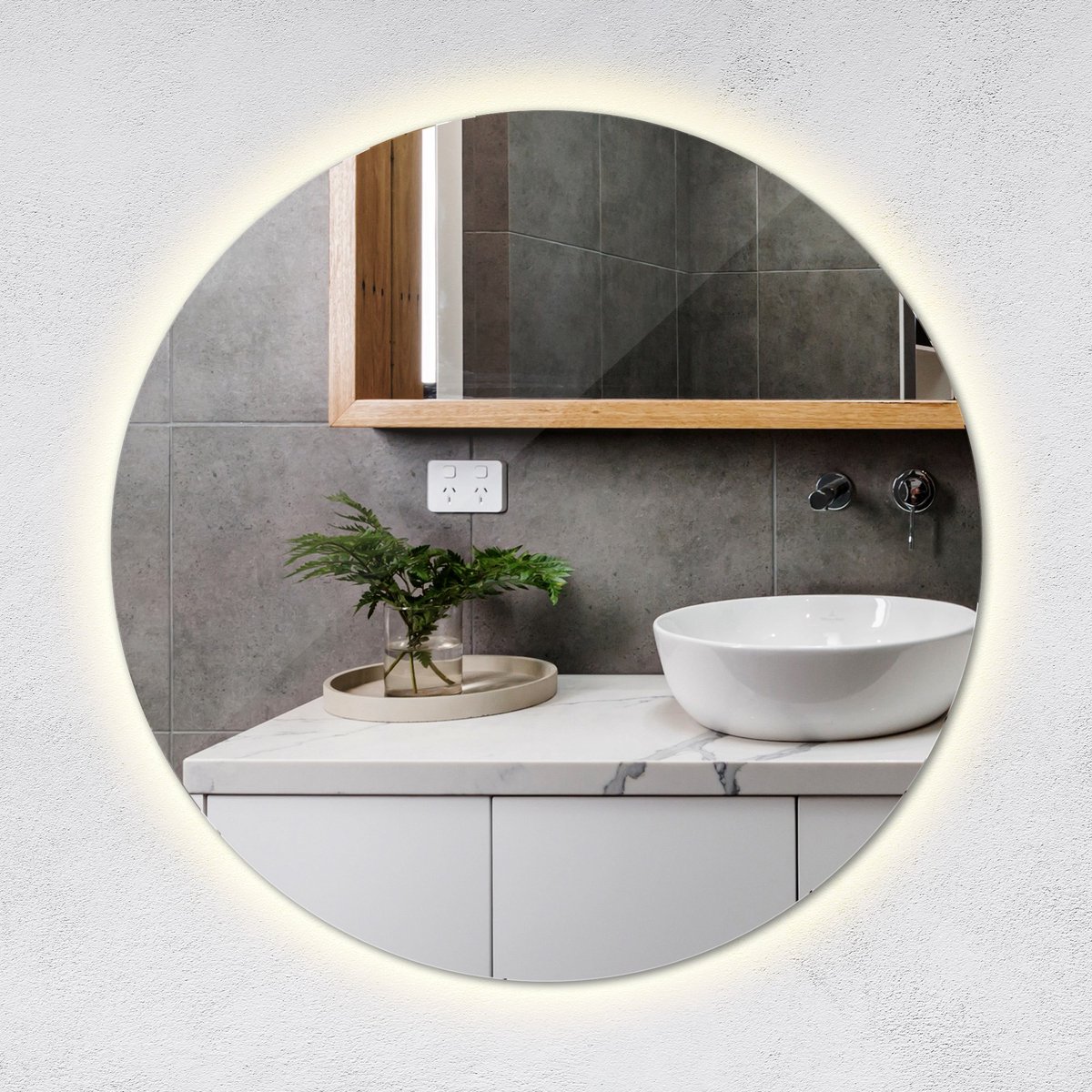 Tulup LED Spiegel - Ronde Spiegel LED Zonder Rand - 70 cm x 70 cm - Badkamer Spiegel LED Rond - LED-spiegel voor Gang - Neutraal Wit 4000K - Led Spiegel - LED wandspiegel Minimalistisch