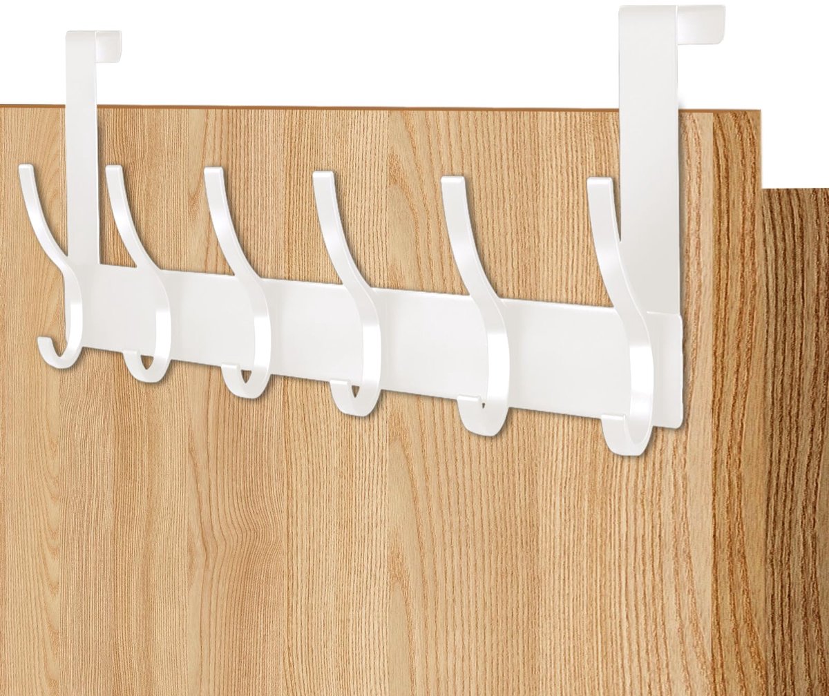 Ibenzoa Ruimtebesparende Deurhaak – Kleding & Handdoeken Ophangarm (Wit)