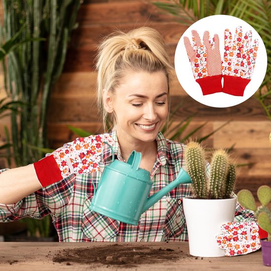 Ibenzoa® 4 Paar Dames Tuinhandschoenen - Comfortabel & Beschermend met Bloemenprint van Ibenzoa — afbeelding 3