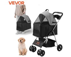 Rumi Honden buggy - Inkapbare Hondenbuggy - 2 in 1 Hondenbugy - Transporttas & Hondenbuggy - 4 Wielen Hond Wandelwagen met Remmen Opslag - Wandelwagen voor Katten