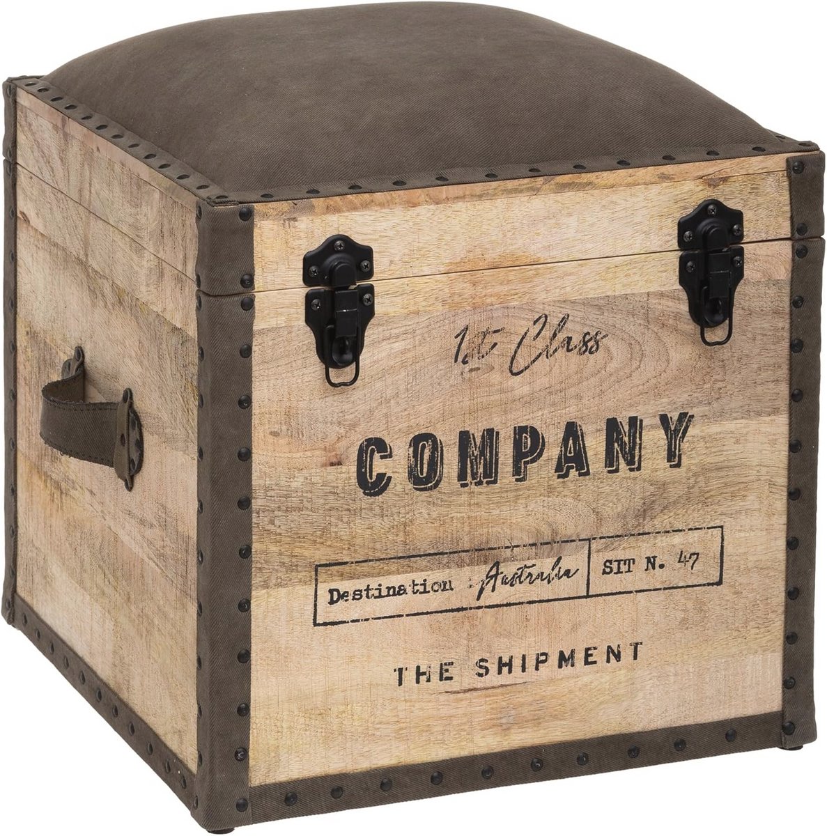Zitzak Kolonial - Opbergkist Poef - Decoratief Opbergen - Structuur van Mango - 45 x 49 cm - Taupe
