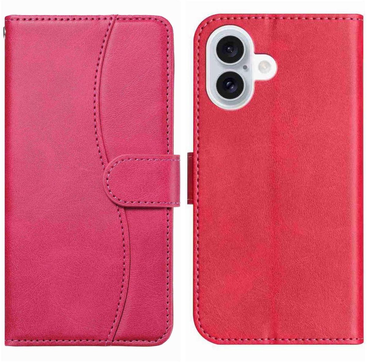 Mobigear Telefoonhoesje geschikt voor Apple iPhone 17 Hoesje | Mobigear S Line Bookcase Portemonnee | Pasjeshouder voor 3 Pasjes | Telefoonhoesje voor Pinpas / OV Kaart / Rijbewijs - Rood