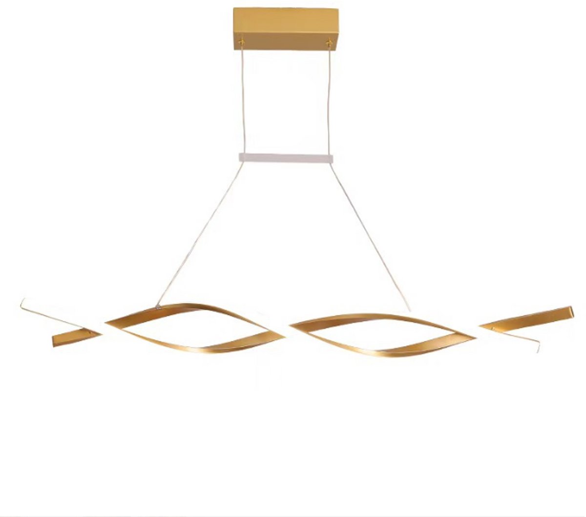 CHIWIN Moderne LED hanglamp 100cm – dimbaar & in hoogte verstelbaar – met afstandsbediening – design pendellamp voor eetkamer, woonkamer & kantoor – metalen plafondlamp – Goud