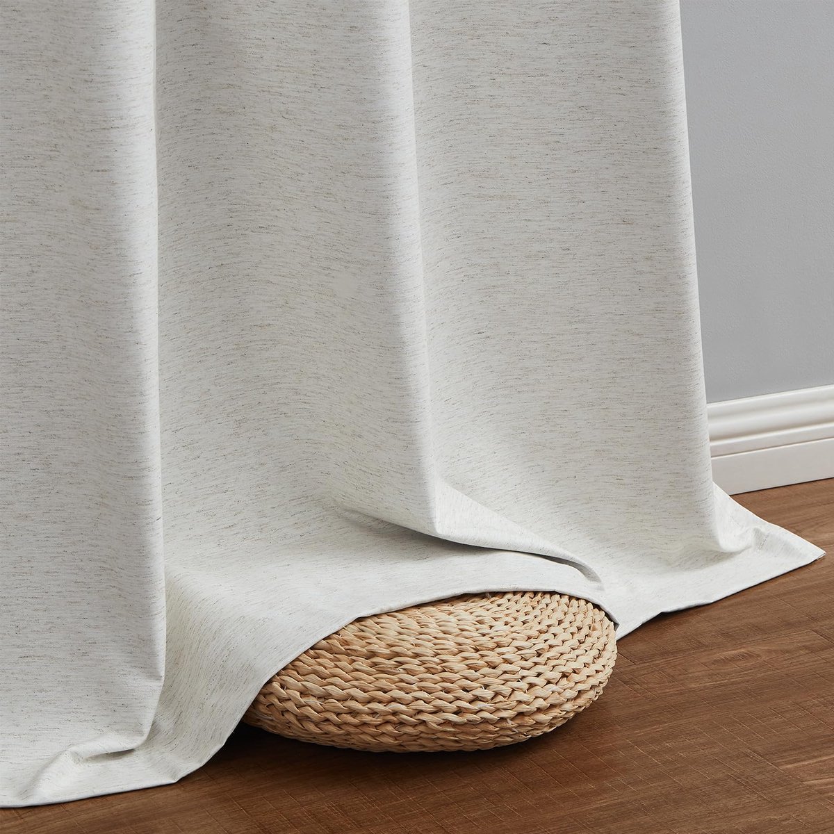 Ibenzoa Ondoorzichtige Gordijnen, Thermogordijn met Ringen, Verduisteringsgordijn 140x180cm (Set van 2) naturel