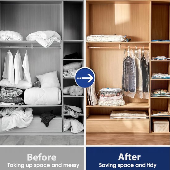 6 Stuks Doorzichtige Opbergzakken Met Ritssluiting - Ruime Kastorganisatoren Voor Kleding, Beddengoed, Dekens En Speelgoed