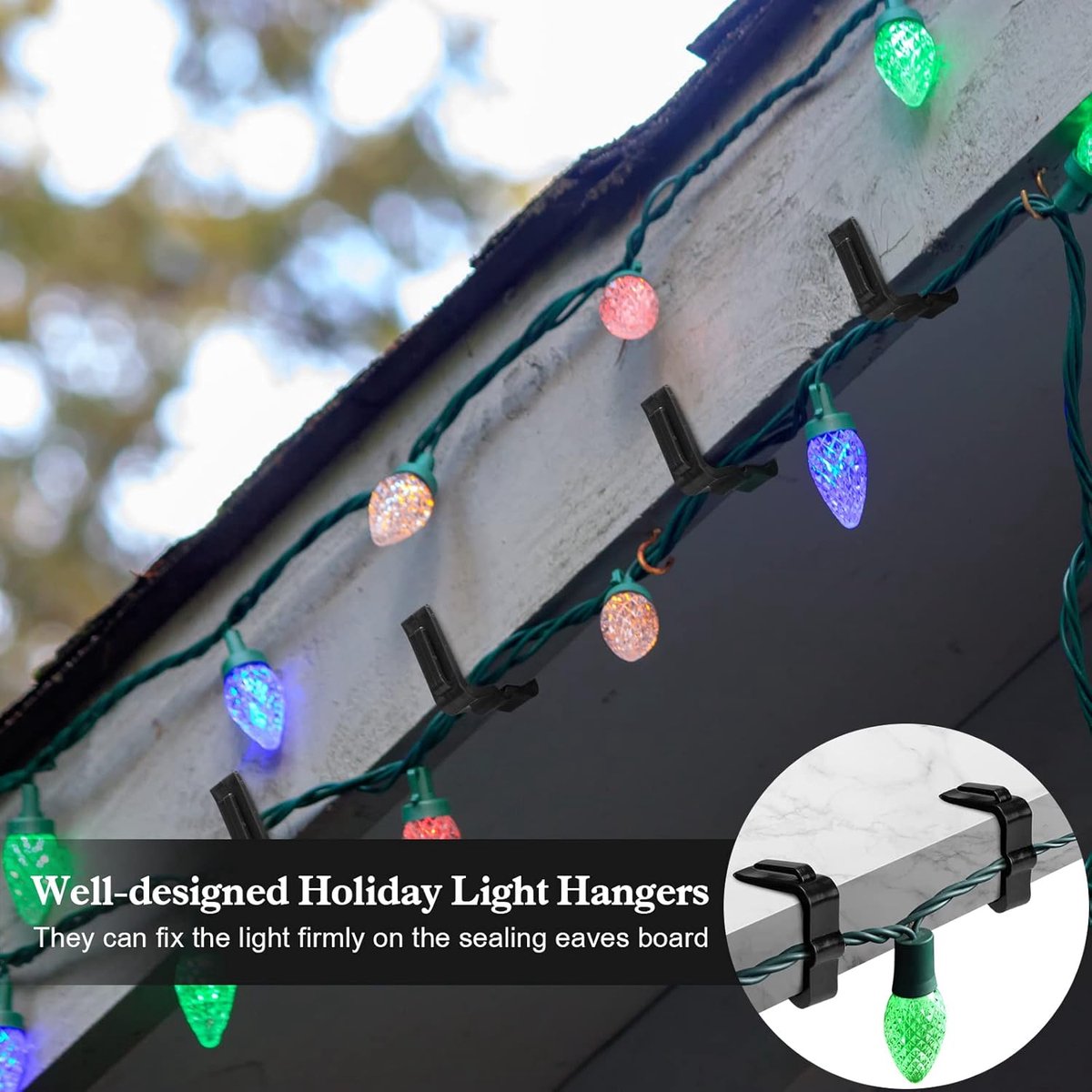 100 stuks haken voor buiten, hangende buitenlampen, kunststof haken om op te hangen, kerstlichtclip voor dakgoten 100 stuks haken voor buiten, hangende buitenlampen, kunststof haken om op te hangen, kerstlichtclip voor dakgoten