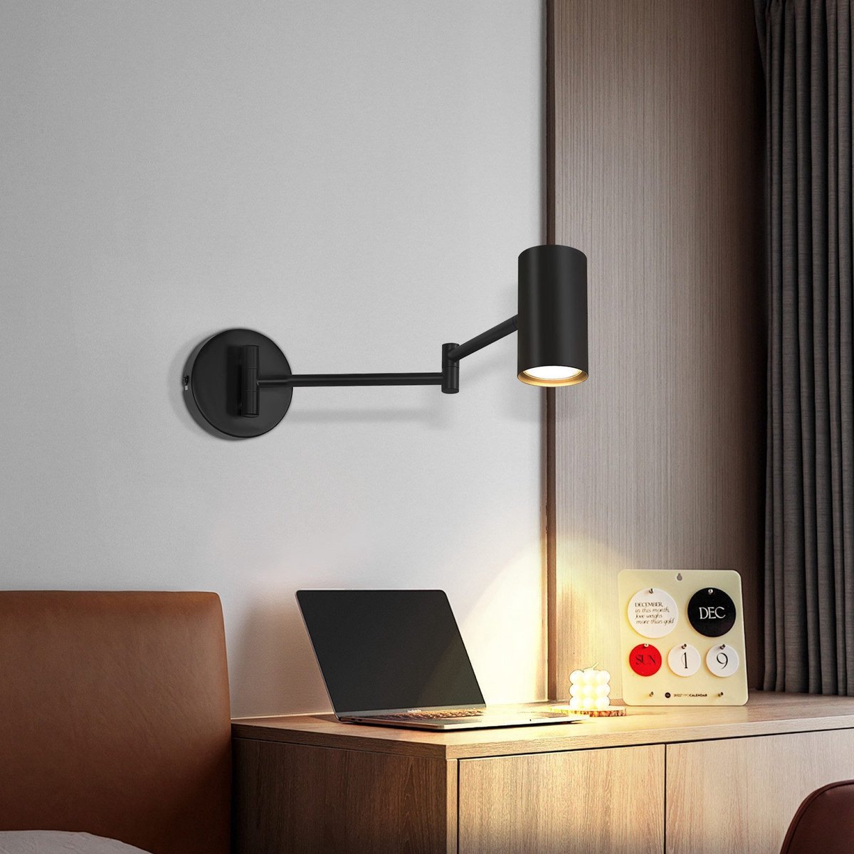 NETTLIFE Wandlamp GU10 - Zwart - Binnen Slaapkamerlamp - Modern Wandspot - Lange Arm Draaibaar - Metaal Wandverlichting - voor Woonkamer | Hal - Zonder Lichtborn