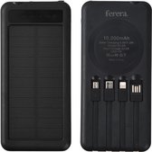Bol.com Ferera Solar Powerbank - 10.000 mAh - Ingebouwde Kabels - Noodpakket Zonne-energie - Solar Charger - Voor iPhone & Samsung aanbieding