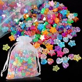 Allecto Plus - Stervormige en hartvormige kleurkralen set voor creatief knutselen - 500 stuks - Acryl kralen voor armbanden en kettingen maken - Volwassenen hobby benodigdheden - DIY sieraden maken met kleurrijke arcrylkralen