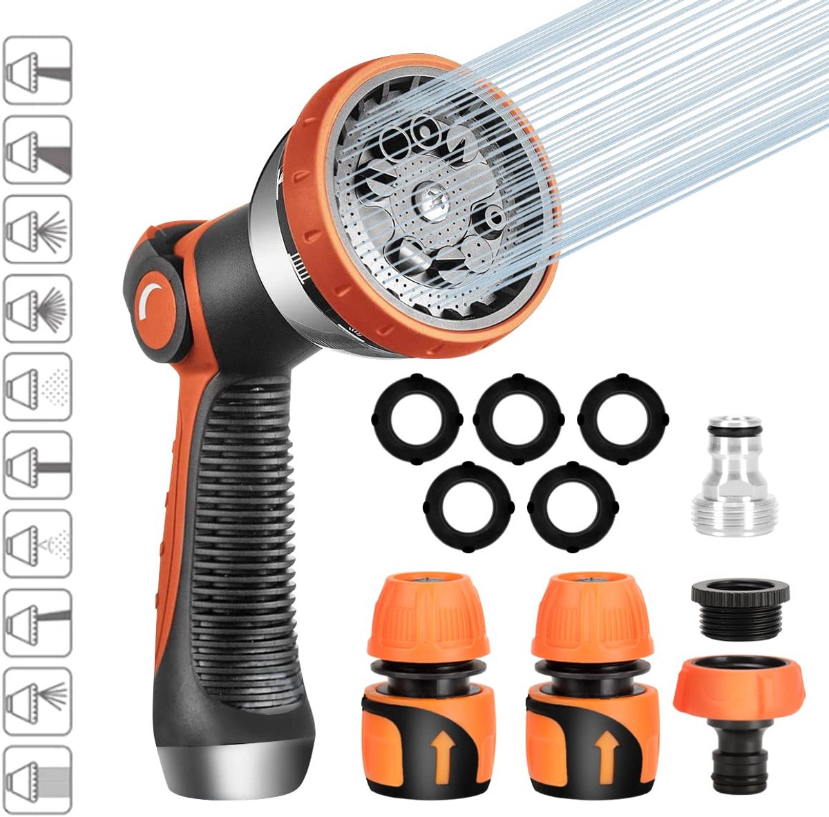 Unyqoos® Tuinhanddouche met Verstelbare Waterstroom en 10 Sproeipatronen voor Veelzijdig G