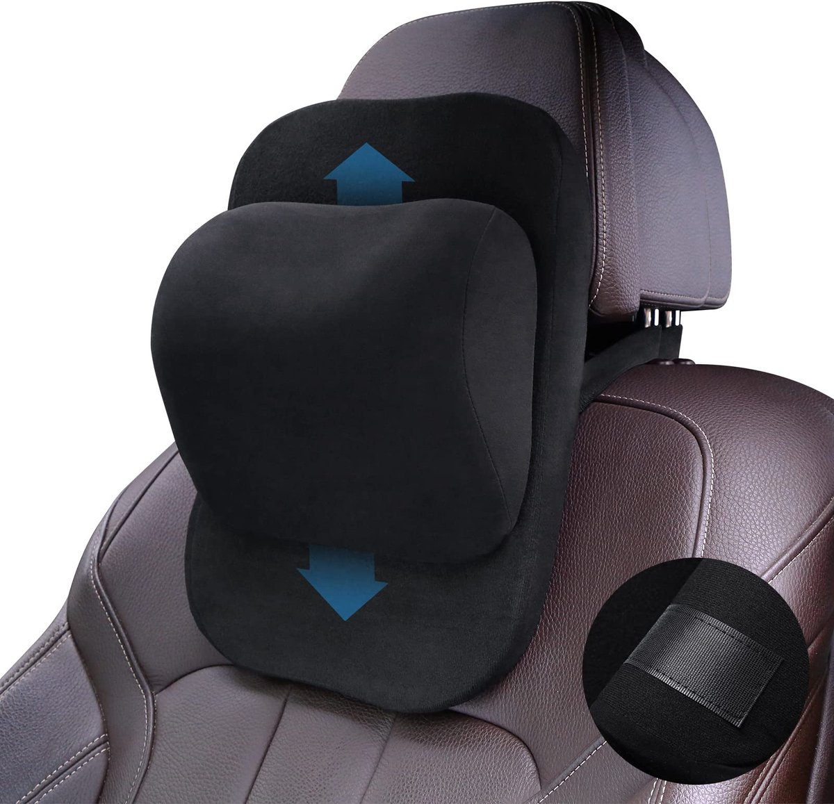 Ibenzoa® Nekkussen met Verstelbare Hoogte en Ergonomisch Traagschuim voor Auto's