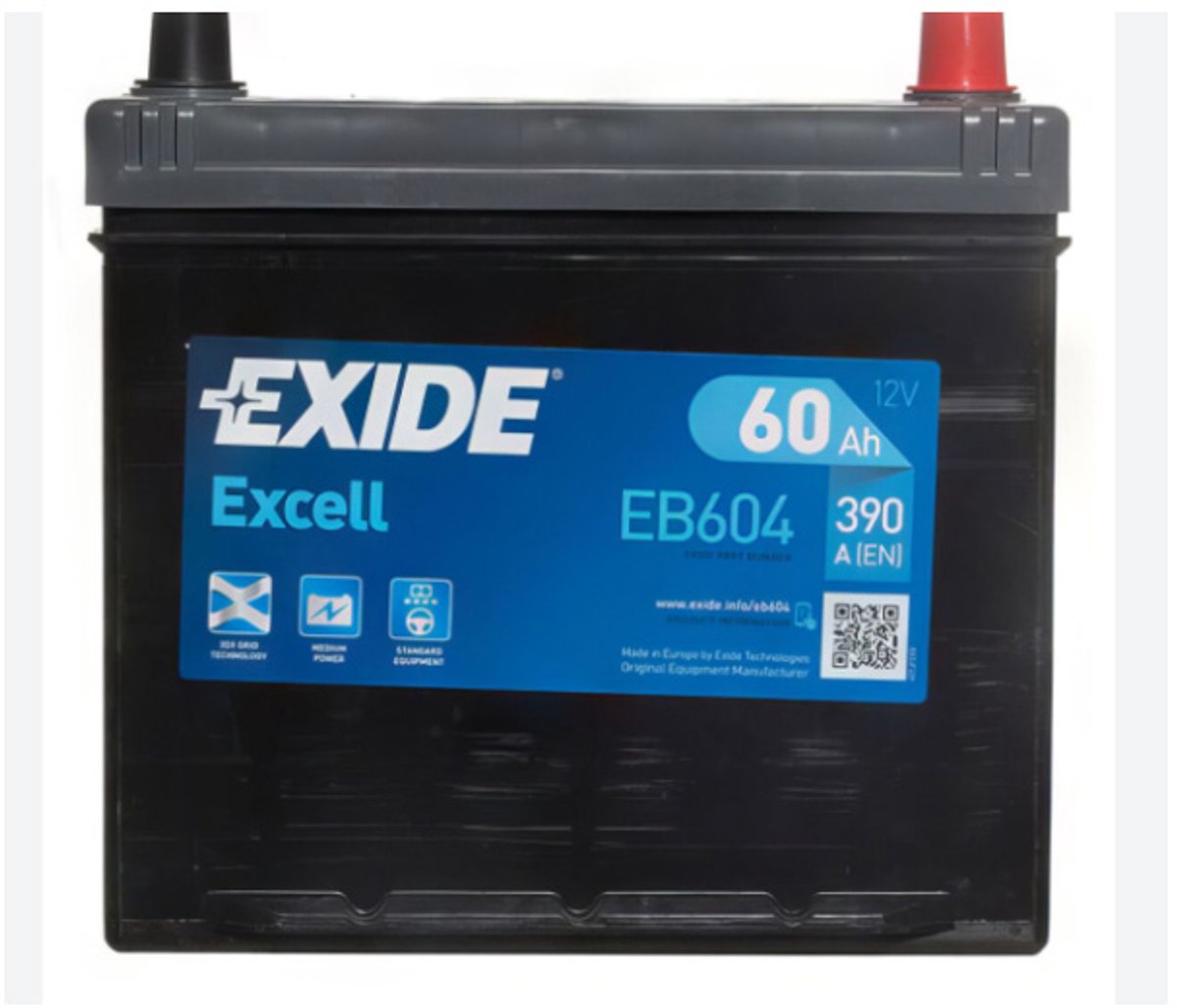 Exide Excell 12V 60Ah - Loodzuur - Startaccu - EB604
