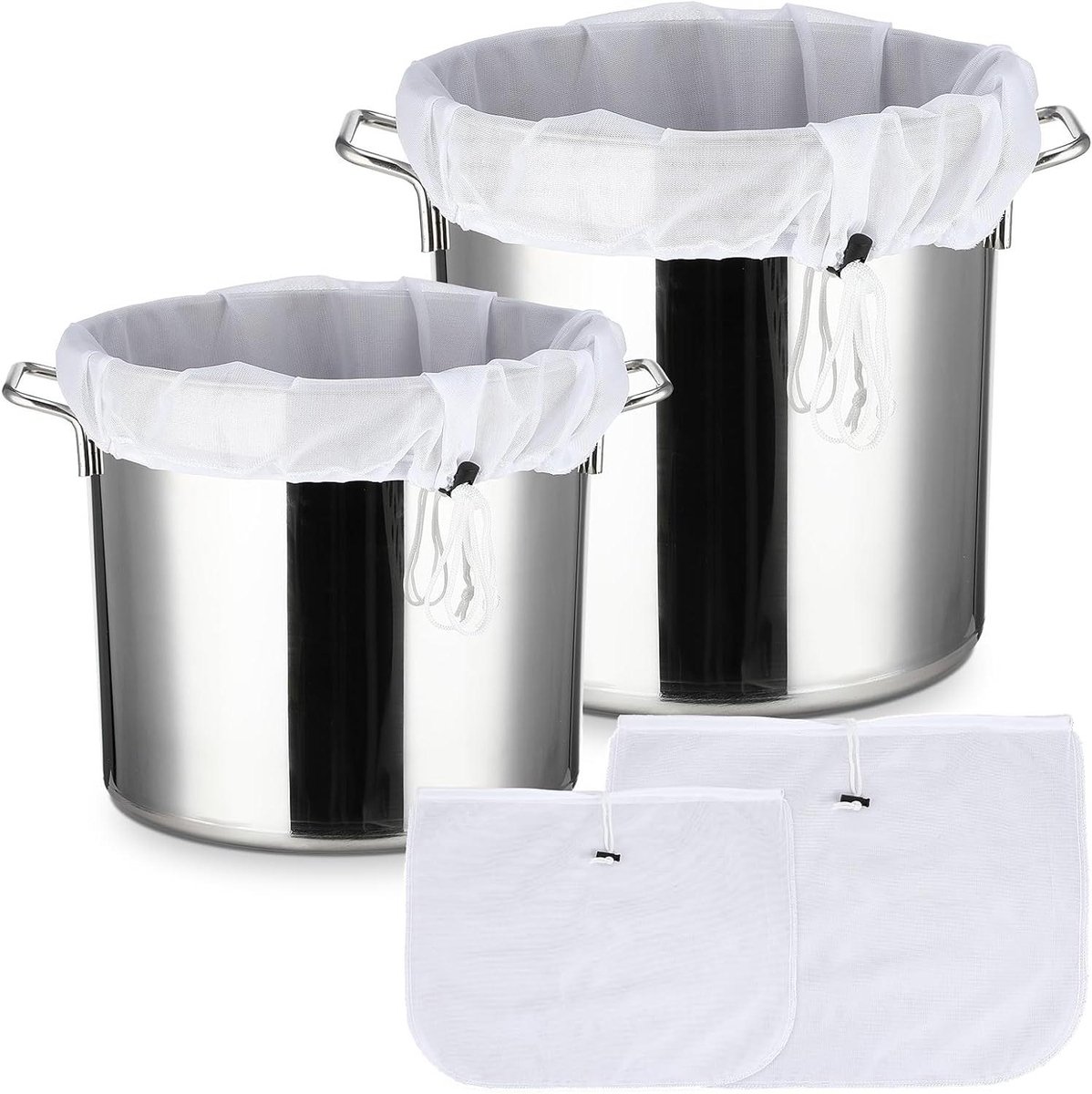Allecto Plus - Brouwzeef voor Fruitige Bieren en Wijnen - Set van 2 Stuks met Trekkoord - Herbruikbaar - 18 x 16 Inch 66 x 56 cm