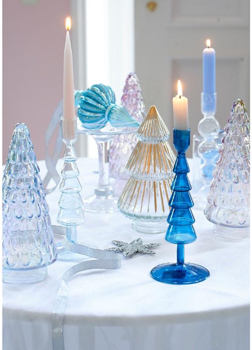 Beeld Kerstboom glas iriserend 23cm