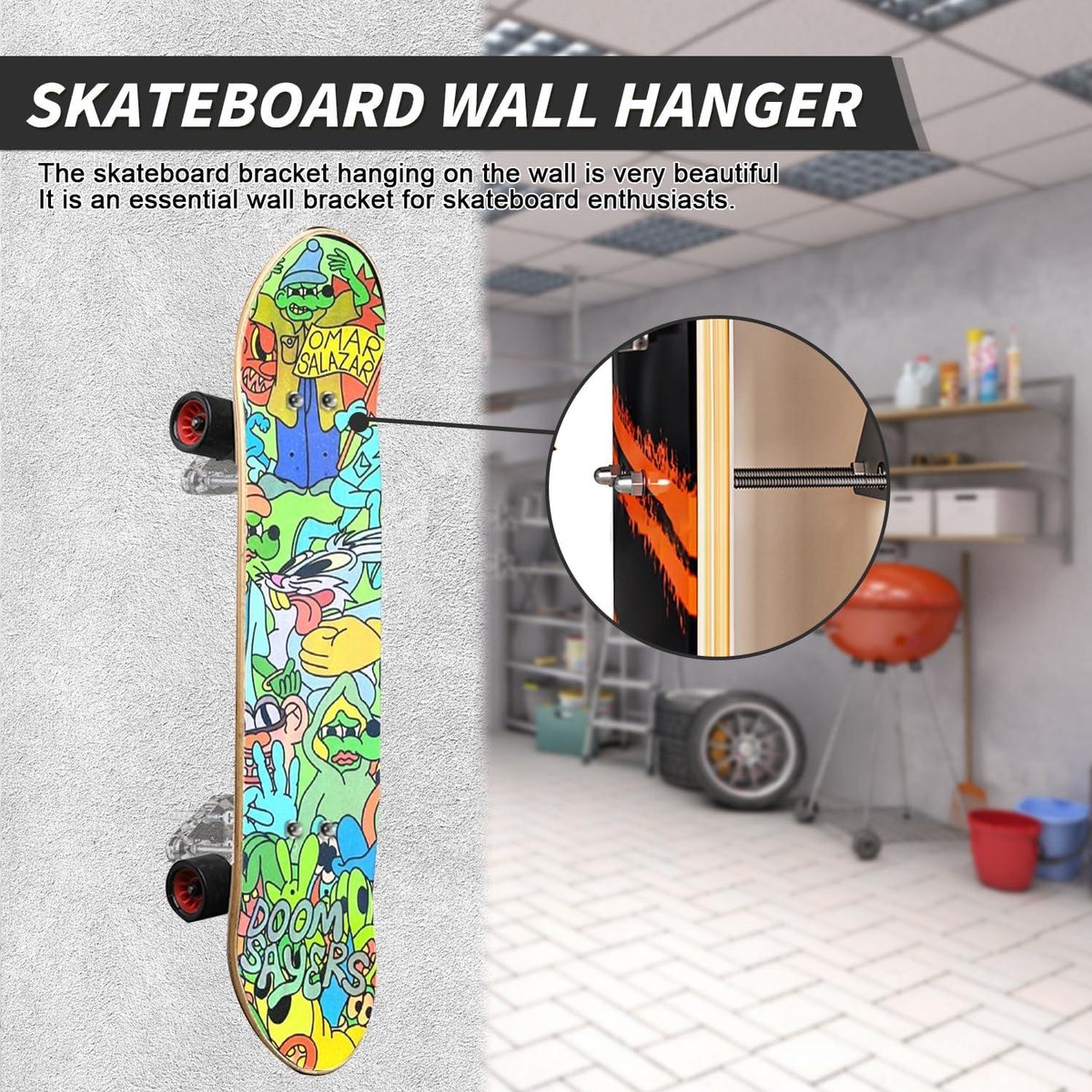 Allecto Plus - Skateboardhouder voor aan de muur inclusief Snowboardhouder - Transparant - Geschikt voor Living Room en Garage - Skateboard Deck Display en Opslag - Set van 2 Stuks