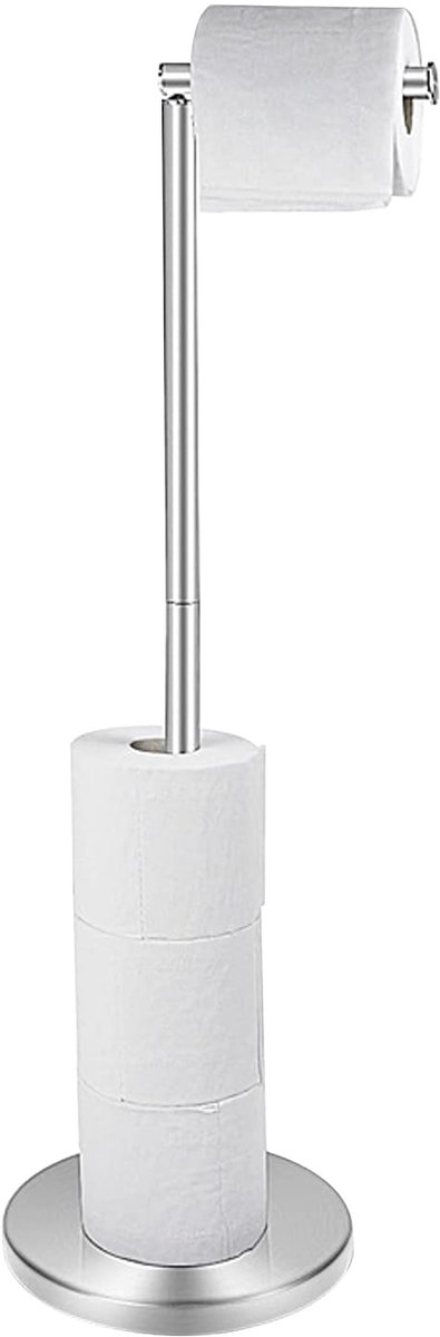 Ibenzoa® Vrijstaande Toiletpapierhouder met Extra Opslag en Gewogen Basis voor Stabiliteit