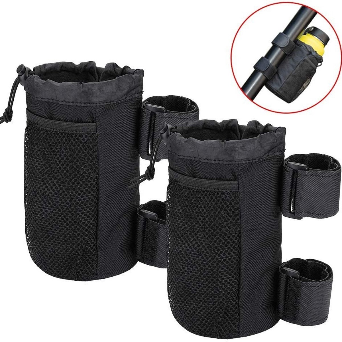 Fietsfleshouder - Drankhouder voor fiets - flessenhouder - fietsbekerhouder - Opvouwbare flessenhouder - flessenhouder - fiets voor mountainbike, scooter, inklapbaar, racefiets, rolstoel - Polyester en PEVA - zwart