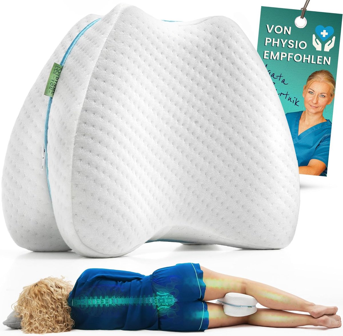 DYNMC you Kniekussen voor in Bed Zijslapers | Ergonomisch Memory-Schuim Beenkussenvoor Comfort en Ondersteuning | Ademend en Wasbaar 26x22 cm | Kniekussen Traagschuim Orthopedisch | Knie Kussen