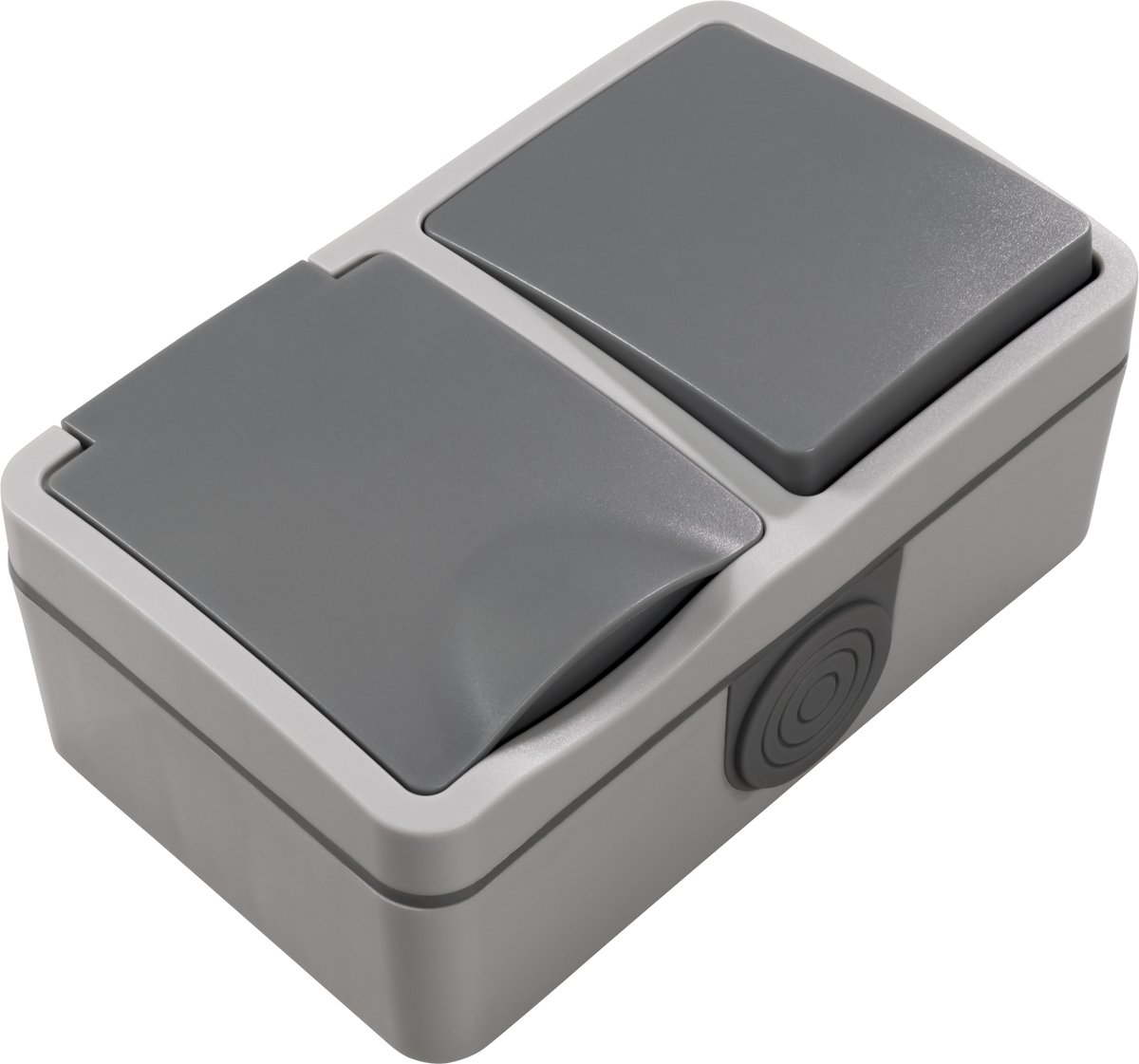 McPower "Fix" Dubbel combinatie opbouw stekkerdoos - Horizontaal - 1 schakelaar + 1 stopcontact - Grijs