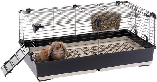 EUGAD Vrijloophok voor konijnen, cavia's, wit, 142 x 53 71 cm (b h d