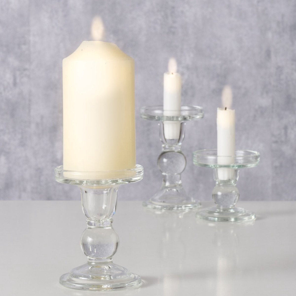 Kandelaar glas 3-dlg set 13,4cm