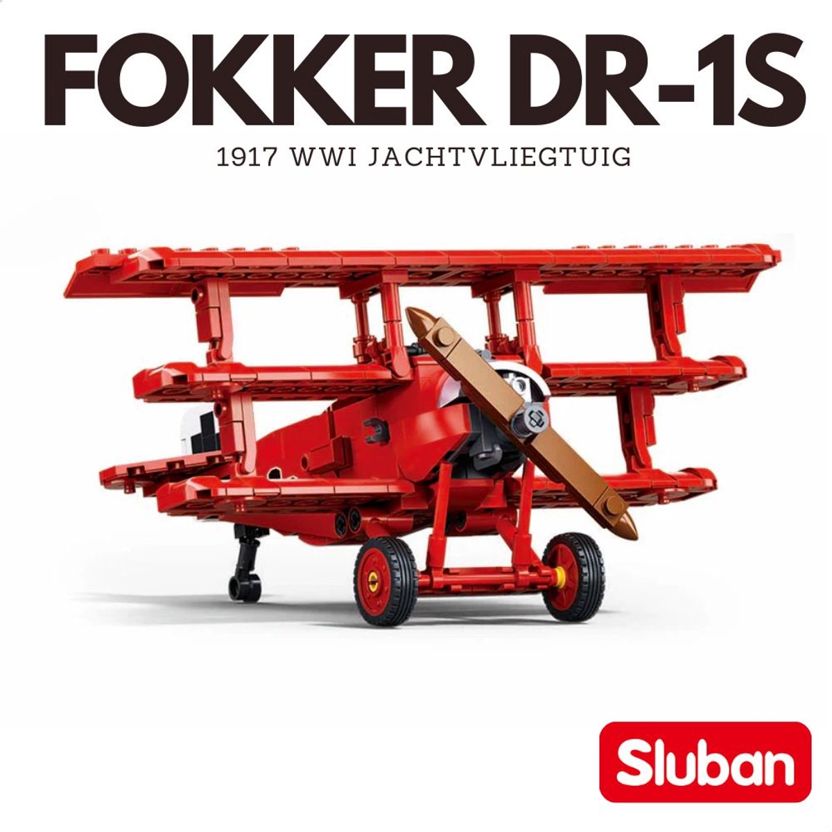 Sluban ModelBricks Fokker DR‑1S vliegtuig bouwspeelgoed kinderen vanaf 8 jaar – Constructiespeelgoed modelbouw – bouwdoos met 281 bouwstenen – M38-B1292 — afbeelding 6