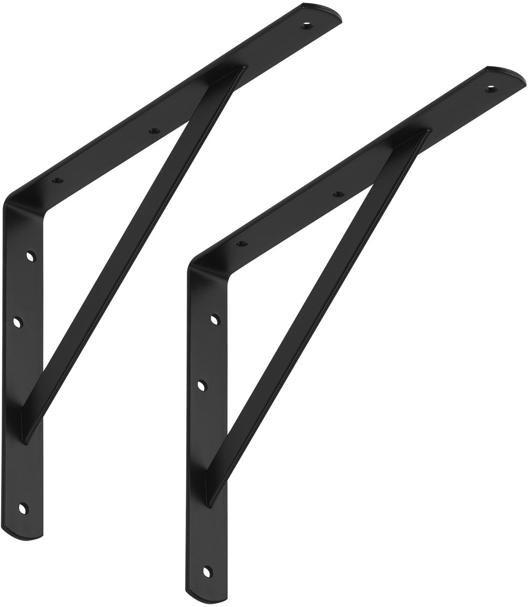 SOTECH set van 10 Plankdragers (300 x 225 x 30 mm, zwart, gepoedercoat), Plankdrager met dwarsbalk voor stabilisatie
