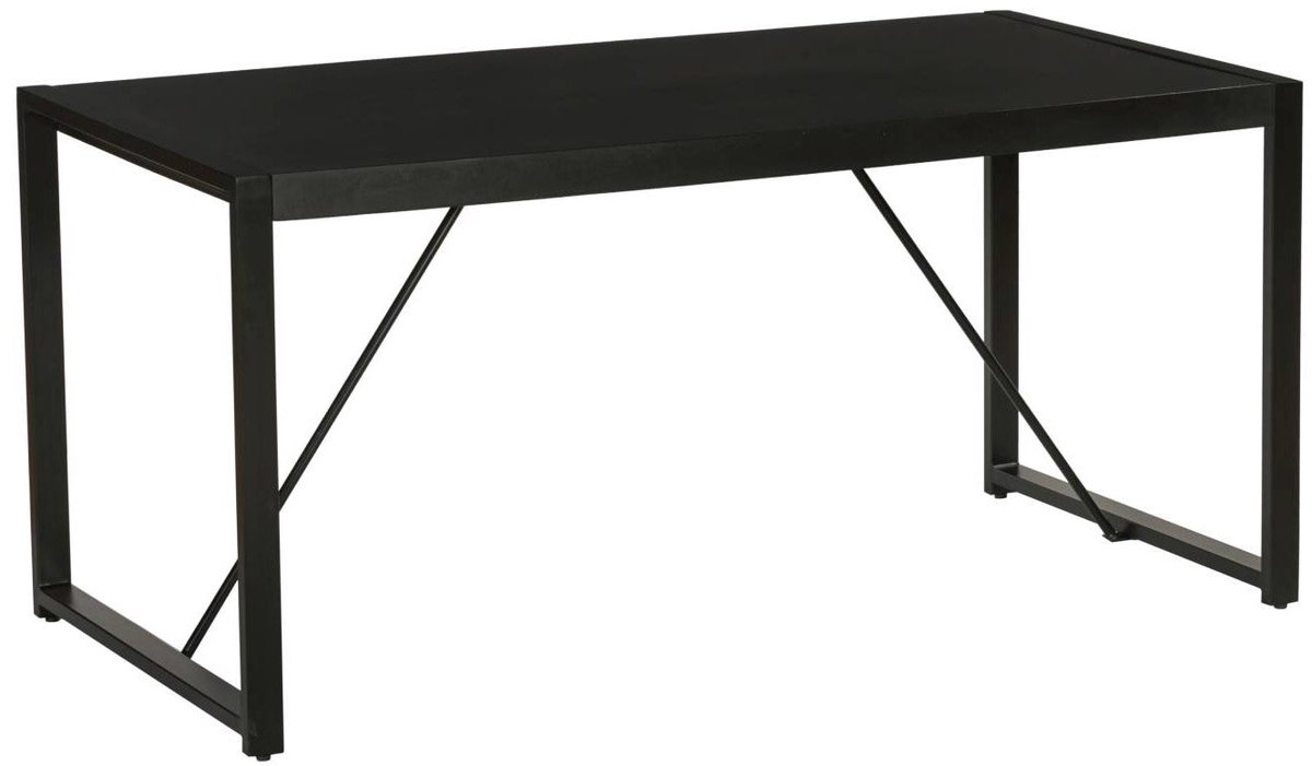 Eettafel Flora rechthoekig 160cm zwart duurzaam mangohout eetkamertafel
