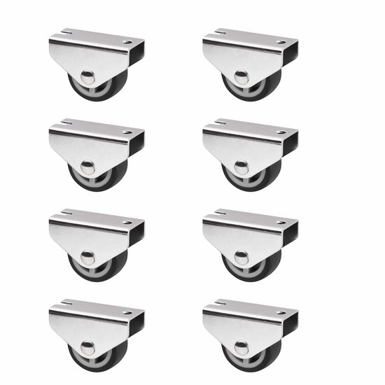 SOTECH Set de 8 roulettes d'armoire PASSAU (Ø 30 mm, pour montage sous meuble, gris foncé) Roulette fixe, silencieuse et respectueuse du sol, idéale pour les armoires de lit et les tiroirs de sol