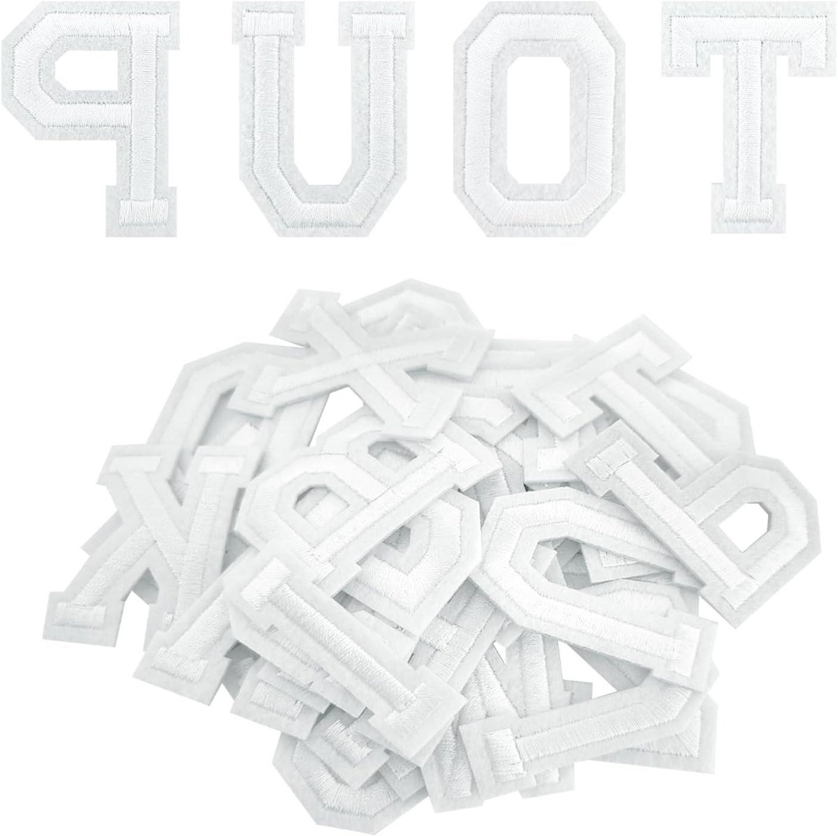 Allecto Plus - 52 stuks zelfklevende alfabet patches voor DIY kleding accessoires - Vilten stoffen naai letters - Wit